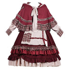 Little Red Riding Hood Dress Sweet Lolita Outfit OP Hooded Cloak Long sleeves Dress for Girls