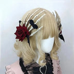 Lolita Accessories Dark Gothic Rose Finger Hair Clips Halloween Black Cool Female Headwear and Accessories