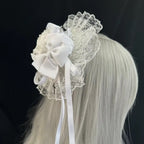 Lolita Accessories Headwear Gothic Lace Bow Black Pink Hair Clip Y2k Hair Accessories