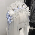 Lolita Accessories Headwear Gothic Ruffle Lace Studded Hairband for Halloween