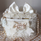 Lolita Bag Sweet White Bow Pearl Ruffle Lolita Accessories
