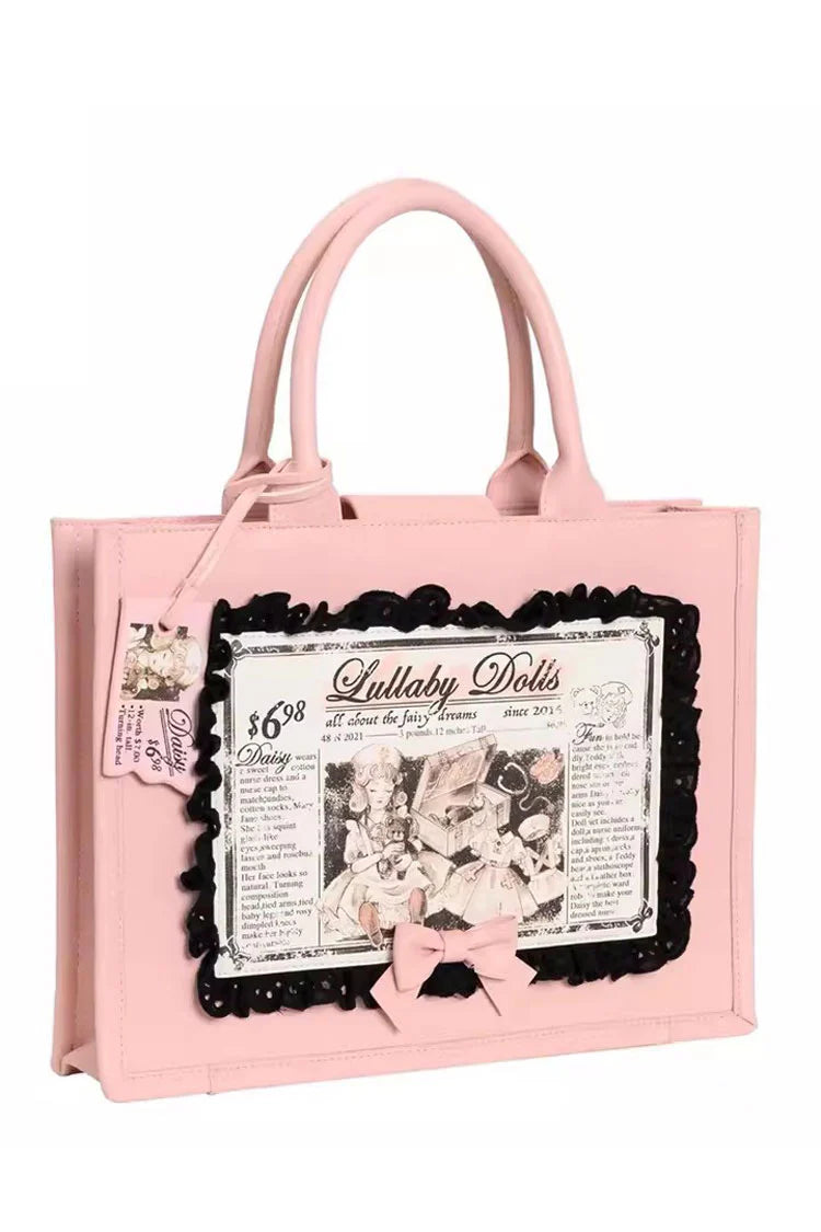 Inspired by the delicate charm of 1980s Japanese kokeshi dolls and the whimsy of vintage dollhouse aesthetics, this tote blends kawaii culture with Lolita practicality. The doll print evokes nostalgic sweetness, while the spacious design ensures both style and functionality, perfect for carrying dreams and daily essentials.