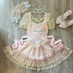 Hime Lolita Sweet Blue Pink Apricot Princess Ballet Suspender Cake Dress
