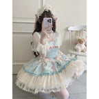 Hime Lolita Sweet Blue Pink Apricot Princess Ballet Suspender Cake Dress