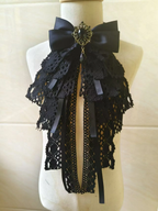 Lolita Black Lace Bow Gothic Court Elegant Saliva Towel Bow Tie Neck Accessories