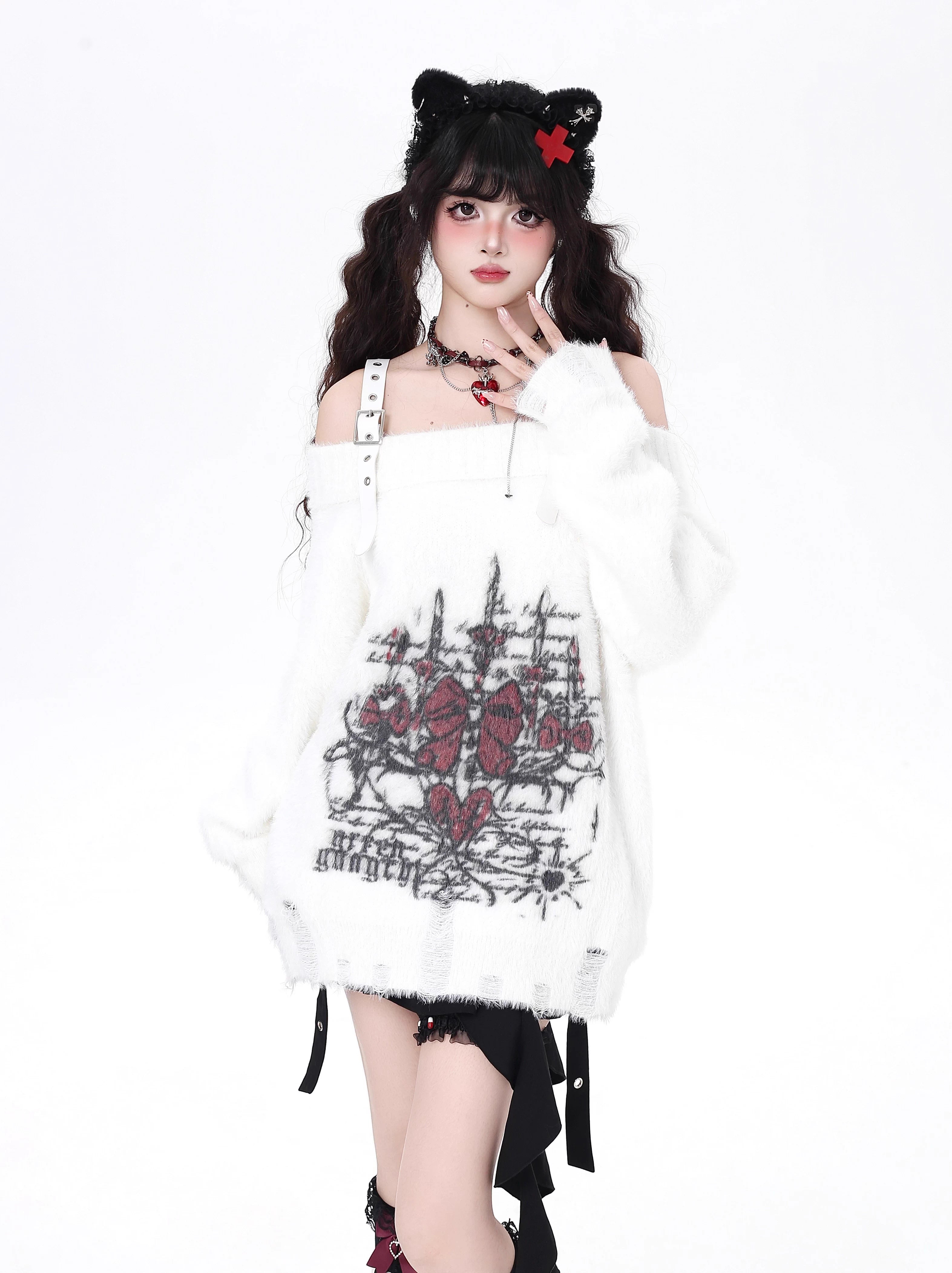 This top combines a flattering off-shoulder neckline with the luxurious softness of faux for a look that's both sweet and subtly edgy. The relaxed fit and slimming silhouette create effortless elegance, while the monochrome palette adds modern versatility. Perfect for layering or wearing solo for a touch of delicate rebellion.