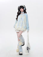 This sweater combines ultra-soft faux texture with delicate stripes for a touch of sweet elegance. The relaxed silhouette and water blue-grey palette create a dreamy, laid-back vibe, perfect for cozy days and casual outings. Lightweight yet warm, it’s an effortless blend of comfort and charm.