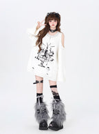 Embrace your inner anti-hero with this edgy, drop-shoulder sweater. Featuring rebellious punk-inspired details and a stark black-and-white palette, it’s designed for those who defy conventions. Soft yet bold, it’s the perfect piece to channel dark romanticism and effortless cool during crisp Winter days.