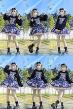 This classic Lolita blouse features a delicate Peter Pan collar and soft bishop sleeves with subtle puff detailing. Rendered in timeless black and white, its accordion pleats and bloom-inspired ruffles add vintage charm to any coordination. The lightweight fabric and tailored fit make it ideal for layering under jumpers or dresses, blending doll-like sweetness with elegant Gothic sophistication for daily wear or special occasions.