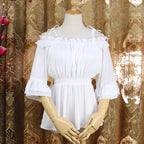 Inspired by Japanese sweet style, this airy chiffon blouse features a delicate halter neck and playful bubble sleeves. The lightweight fabric drapes softly for a dreamy silhouette, perfect for layering under sundresses or jumpers. Its whimsical design combines youthful charm with elegant details, making it ideal for creating kawaii Lolita coordinates with a touch of romantic freshness.