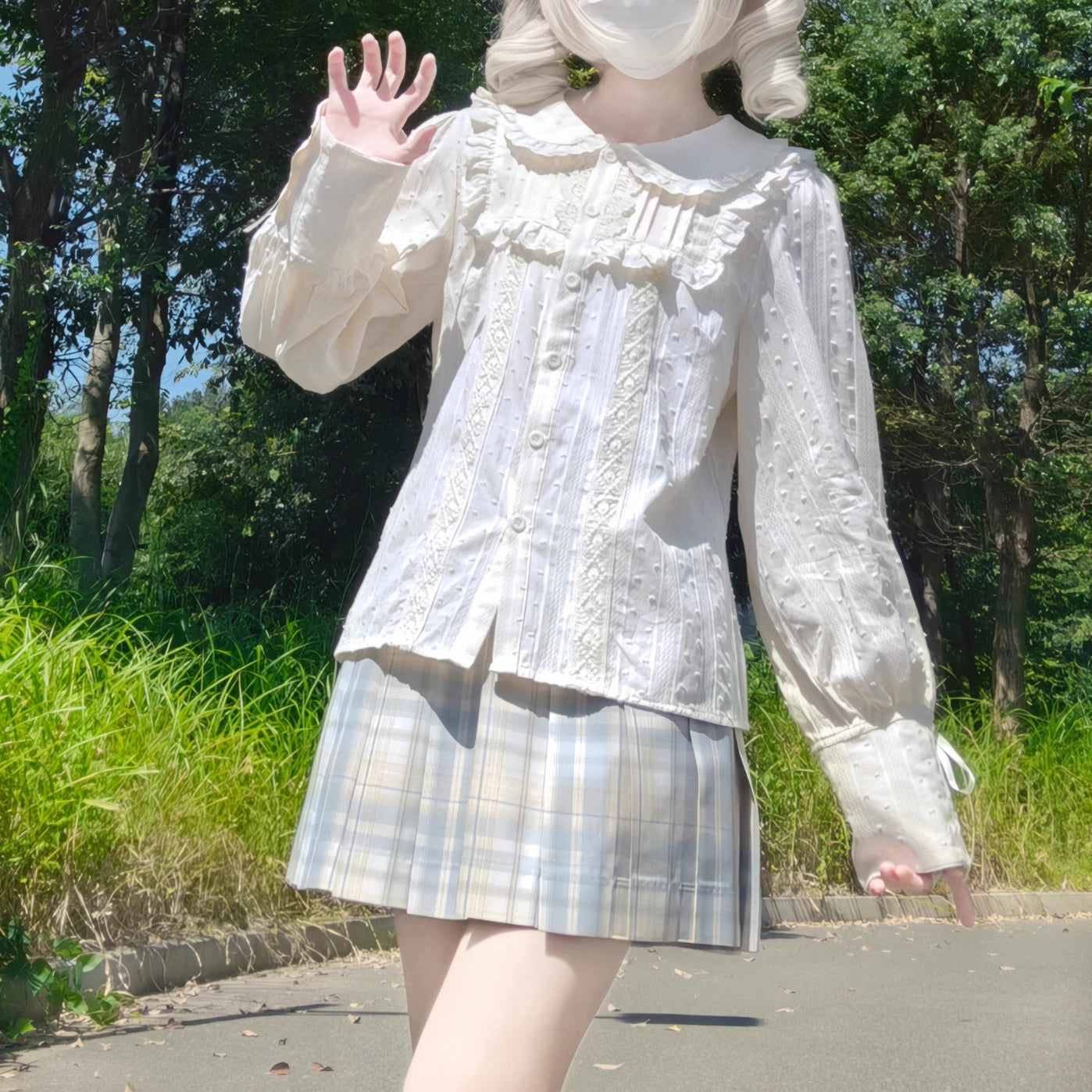 Design Concept:
This Lolita blouse is crafted from soft, breathable cotton, featuring a charming stand collar and long sleeves for a refined yet sweet look. Available in&nbsp;Beige, Black, and White, it combines classic Lolita elegance with a playful, doll-like aesthetic. The tailored silhouette and delicate detailing make it perfect for layering under jumpers, dresses, or wearing on its own for daily outings or tea parties.