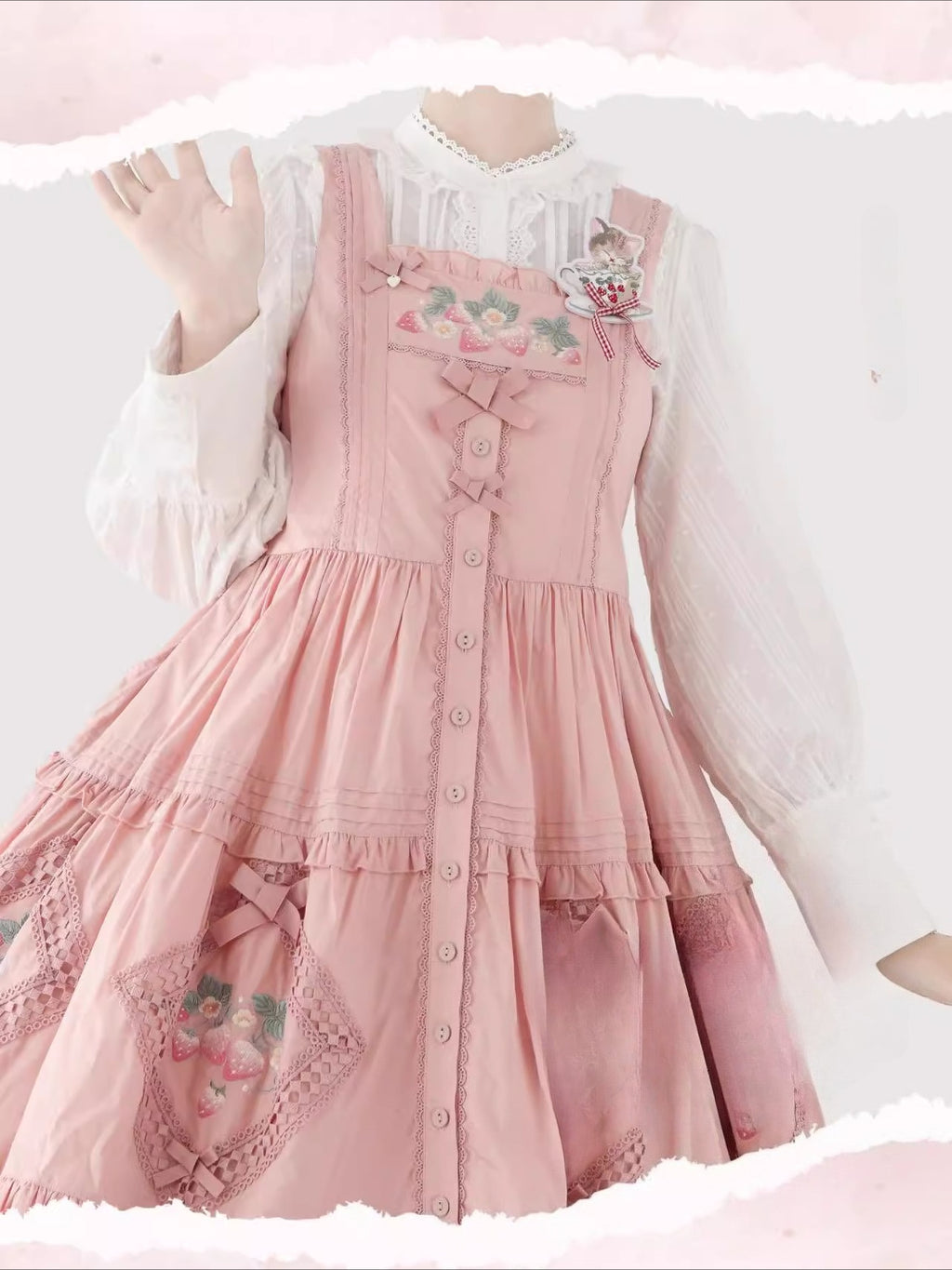 Design Concept:
This Lolita blouse is crafted from soft, breathable cotton, featuring a charming stand collar and long sleeves for a refined yet sweet look. Available in&nbsp;Beige, Black, and White, it combines classic Lolita elegance with a playful, doll-like aesthetic. The tailored silhouette and delicate detailing make it perfect for layering under jumpers, dresses, or wearing on its own for daily outings or tea parties.