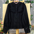 Design Concept:
This Lolita blouse is crafted from soft, breathable cotton, featuring a charming stand collar and long sleeves for a refined yet sweet look. Available in&nbsp;Beige, Black, and White, it combines classic Lolita elegance with a playful, doll-like aesthetic. The tailored silhouette and delicate detailing make it perfect for layering under jumpers, dresses, or wearing on its own for daily outings or tea parties.