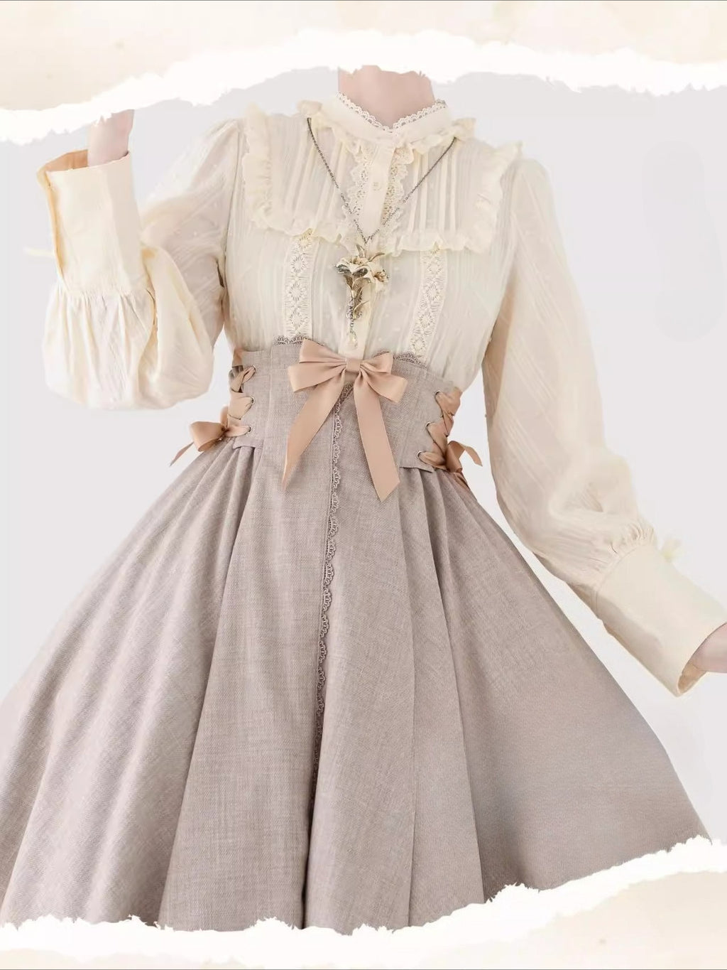 Design Concept:
This Lolita blouse is crafted from soft, breathable cotton, featuring a charming stand collar and long sleeves for a refined yet sweet look. Available in&nbsp;Beige, Black, and White, it combines classic Lolita elegance with a playful, doll-like aesthetic. The tailored silhouette and delicate detailing make it perfect for layering under jumpers, dresses, or wearing on its own for daily outings or tea parties.