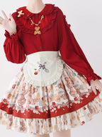 This exquisite Lolita blouse showcases a heavily detailed Peter Pan collar with intricate lace and embroidery. Rendered in vibrant red, pure white, and classic black, its long sleeves and tailored fit offer a perfect balance of sweetness and sophistication. The luxurious craftsmanship makes it ideal for creating striking coordinations, blending doll-like charm with elegant versatility for both daily wear and special occasions.