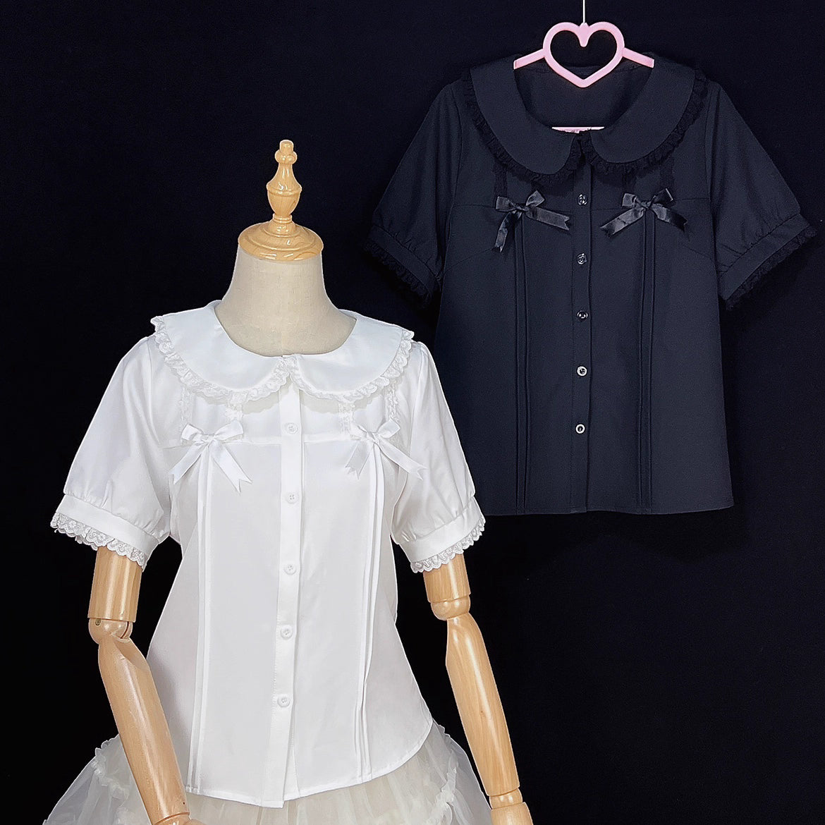 Designed for summer comfort, this sweet Lolita blouse features a classic Peter Pan collar and breezy short sleeves. The lightweight fabric and playful design make it perfect for both casual JK styles and cute Lolita coordinates. Its versatile charm blends effortless daily wear with dreamy elegance, offering a fresh and youthful look for warm-weather fashion.