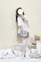 Designed for summer comfort, this sweet Lolita blouse features a classic Peter Pan collar and breezy short sleeves. The lightweight fabric and playful design make it perfect for both casual JK styles and cute Lolita coordinates. Its versatile charm blends effortless daily wear with dreamy elegance, offering a fresh and youthful look for warm-weather fashion.
