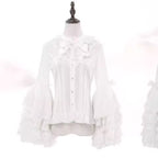 This dreamy Lolita blouse features soft puff sleeves and delicate sheer mesh detailing in blush pink and peach tones. Designed for daily wear, its lightweight fabric offers comfortable layering under JSKs or jumpers. The sweet yet versatile design balances elegance with practicality, perfect for creating charmingly coordinations with a touch of ethereal romance.