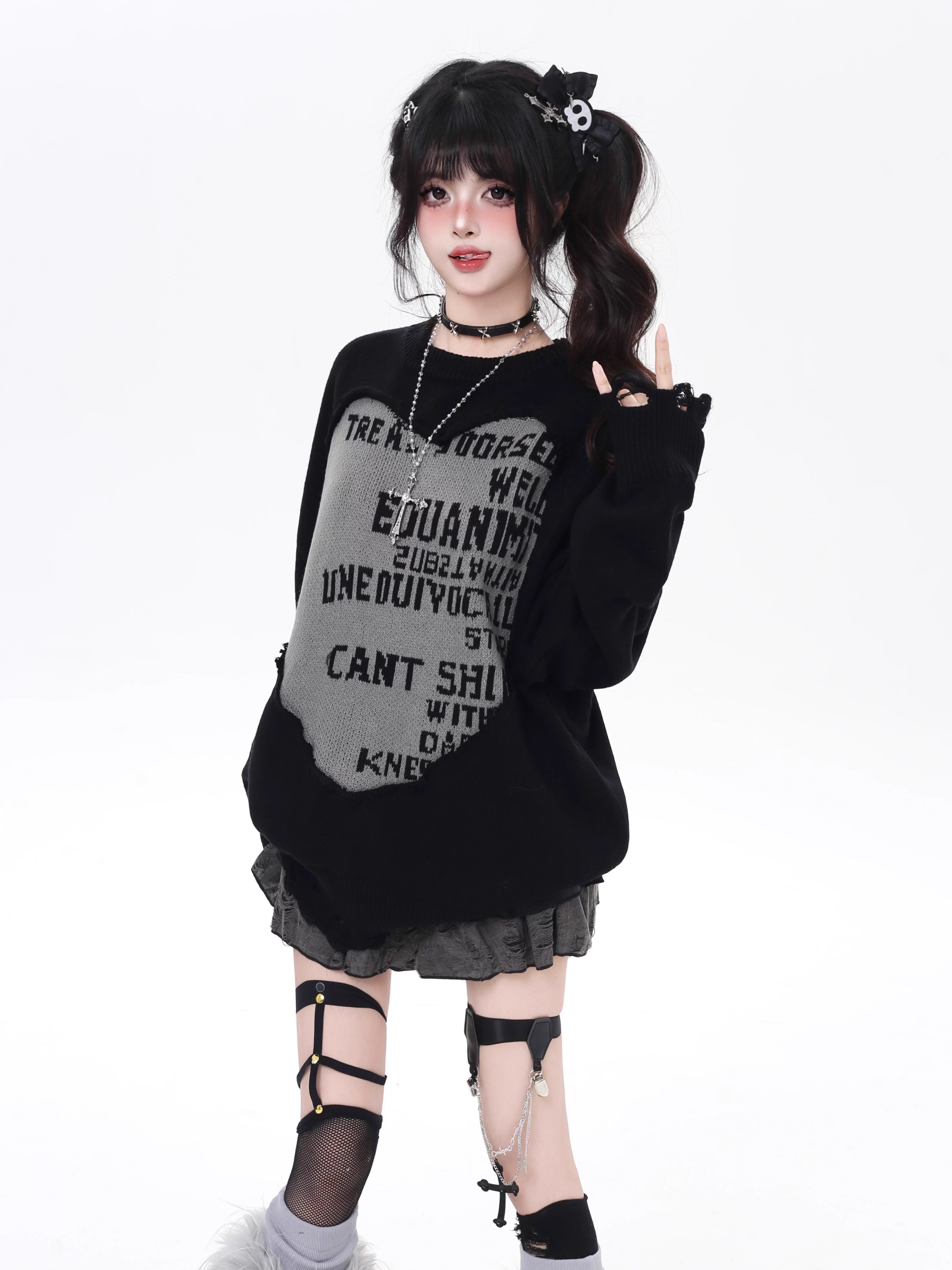 Inspired by the mystery of unopened letters, this sweater combines American casual comfort with a touch of intrigue. The relaxed silhouette and soft fabric offer effortless coziness, while the typographic print and black-and-pink color block add a modern, unisex edge. Lightweight yet warm, it’s perfect for solo layering or styled over collared shirts—a versatile piece for those who value subtle storytelling through style.