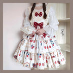 Design Concept:
This Lolita blouse combines elegance and romantic charm with lotus leaf cuffs, hollow lace detailing, and loose chiffon sleeves. Available in apricot, white, and the generated color, the blouse offers a versatile and airy silhouette that enhances any Lolita outfit. Its soft, flowing fabric provides comfort while maintaining a delicate, refined look, making it ideal as an inner layer or standalone top for daily wear or tea party occasions.