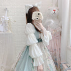 Design Concept:
This Lolita blouse combines elegance and romantic charm with lotus leaf cuffs, hollow lace detailing, and loose chiffon sleeves. Available in apricot, white, and the generated color, the blouse offers a versatile and airy silhouette that enhances any Lolita outfit. Its soft, flowing fabric provides comfort while maintaining a delicate, refined look, making it ideal as an inner layer or standalone top for daily wear or tea party occasions.