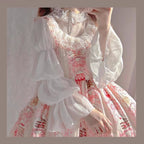 Design Concept:
This Lolita blouse combines elegance and romantic charm with lotus leaf cuffs, hollow lace detailing, and loose chiffon sleeves. Available in apricot, white, and the generated color, the blouse offers a versatile and airy silhouette that enhances any Lolita outfit. Its soft, flowing fabric provides comfort while maintaining a delicate, refined look, making it ideal as an inner layer or standalone top for daily wear or tea party occasions.