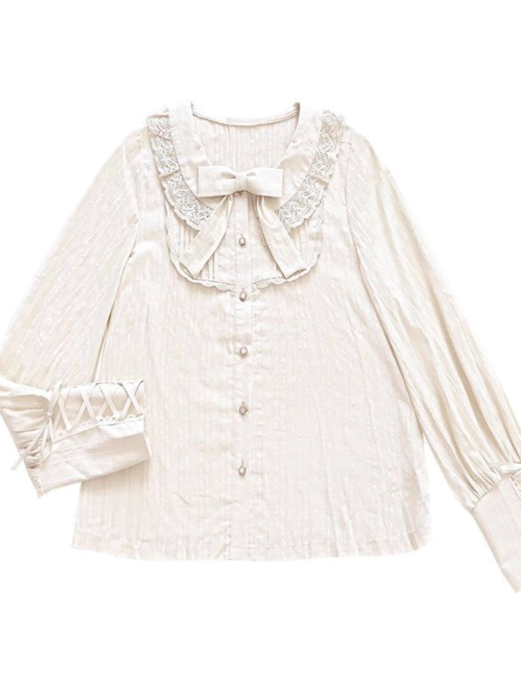 Elegance meets drama in this vintage-inspired Lolita blouse. The statement gigot sleeves create a sophisticated silhouette, perfect for achieving a classic romantic look. Crafted in a versatile beige hue, this blouse serves as an essential layering piece that complements any Lolita coordinate. Made from high-quality breathable fabric, it combines historical charm with modern comfort. Its timeless design makes it ideal for both casual wear and formal tea parties, offering effortless elegance.