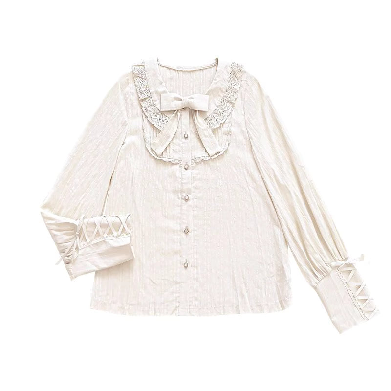 Elegance meets drama in this vintage-inspired Lolita blouse. The statement gigot sleeves create a sophisticated silhouette, perfect for achieving a classic romantic look. Crafted in a versatile beige hue, this blouse serves as an essential layering piece that complements any Lolita coordinate. Made from high-quality breathable fabric, it combines historical charm with modern comfort. Its timeless design makes it ideal for both casual wear and formal tea parties, offering effortless elegance.