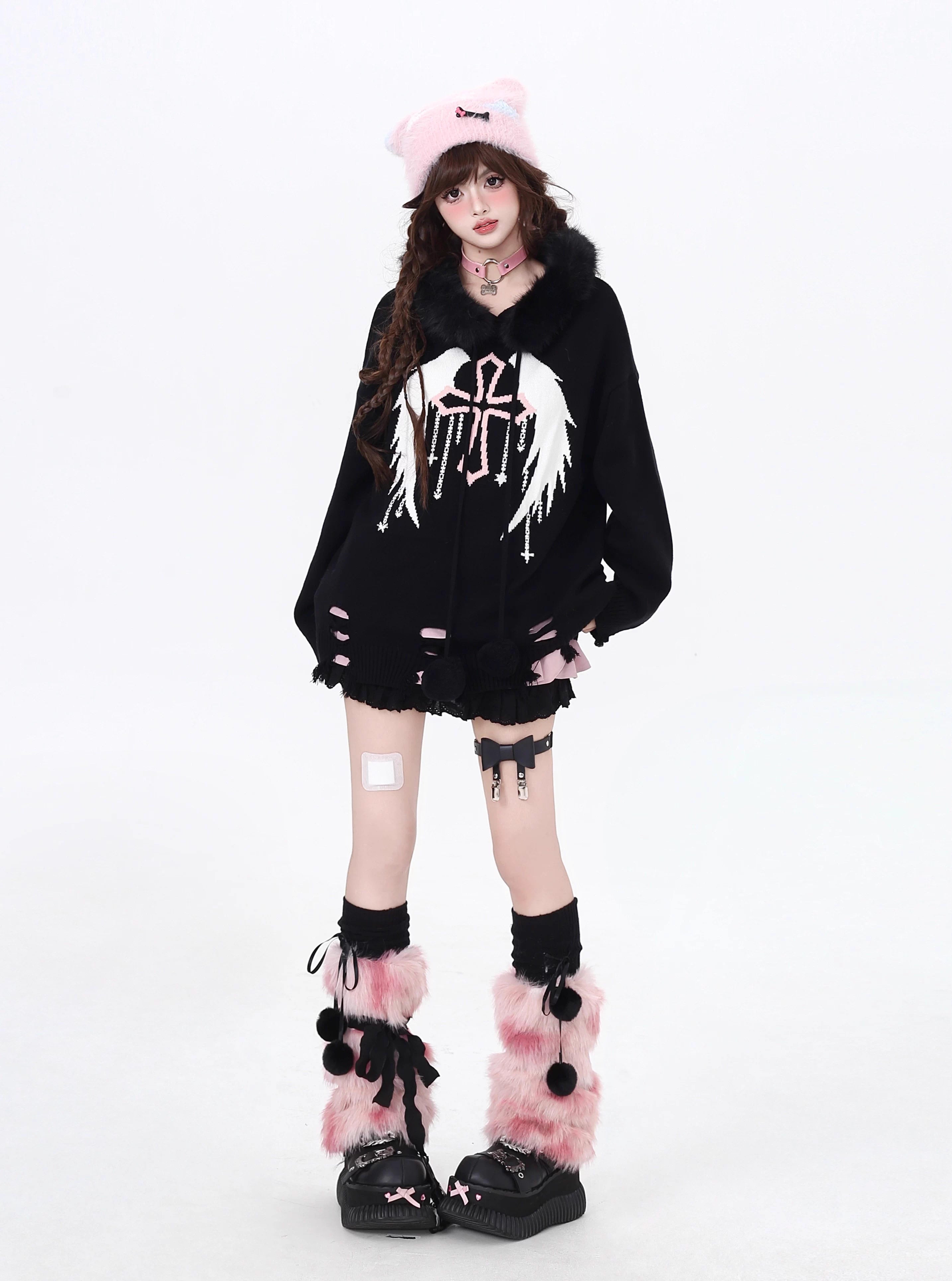 Design Concept:
This Lolita Coat piece in classic black combines sweet and cute aesthetics with cozy practicality. Crafted for winter casual wear, the hoodie features a soft, removable faux fur collar, allowing you to switch up your style while staying warm. Its loose fit ensures comfort, while the playful Lolita-inspired design adds a whimsical touch to everyday outfits. Perfect for layering over skirts or pants, it’s ideal for streetwear, casual outings, or seasonal cozy looks.