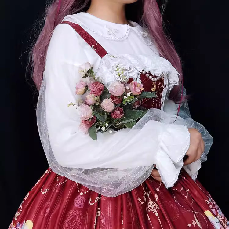 Design Concept：
This Lolita blouse blends elegance with versatility, crafted from lightweight chiffon for a soft and breathable fit. The doll collar is adorned with a delicate bow tie, adding a sweet yet refined charm. The lantern sleeves create a voluminous silhouette, enhancing the romantic Lolita aesthetic. Available in multiple colors, this piece works beautifully as an inner layer for JSK dresses or as a standalone top. Perfect for tea parties or daily wear, it offers a balance of comfort and sophistic