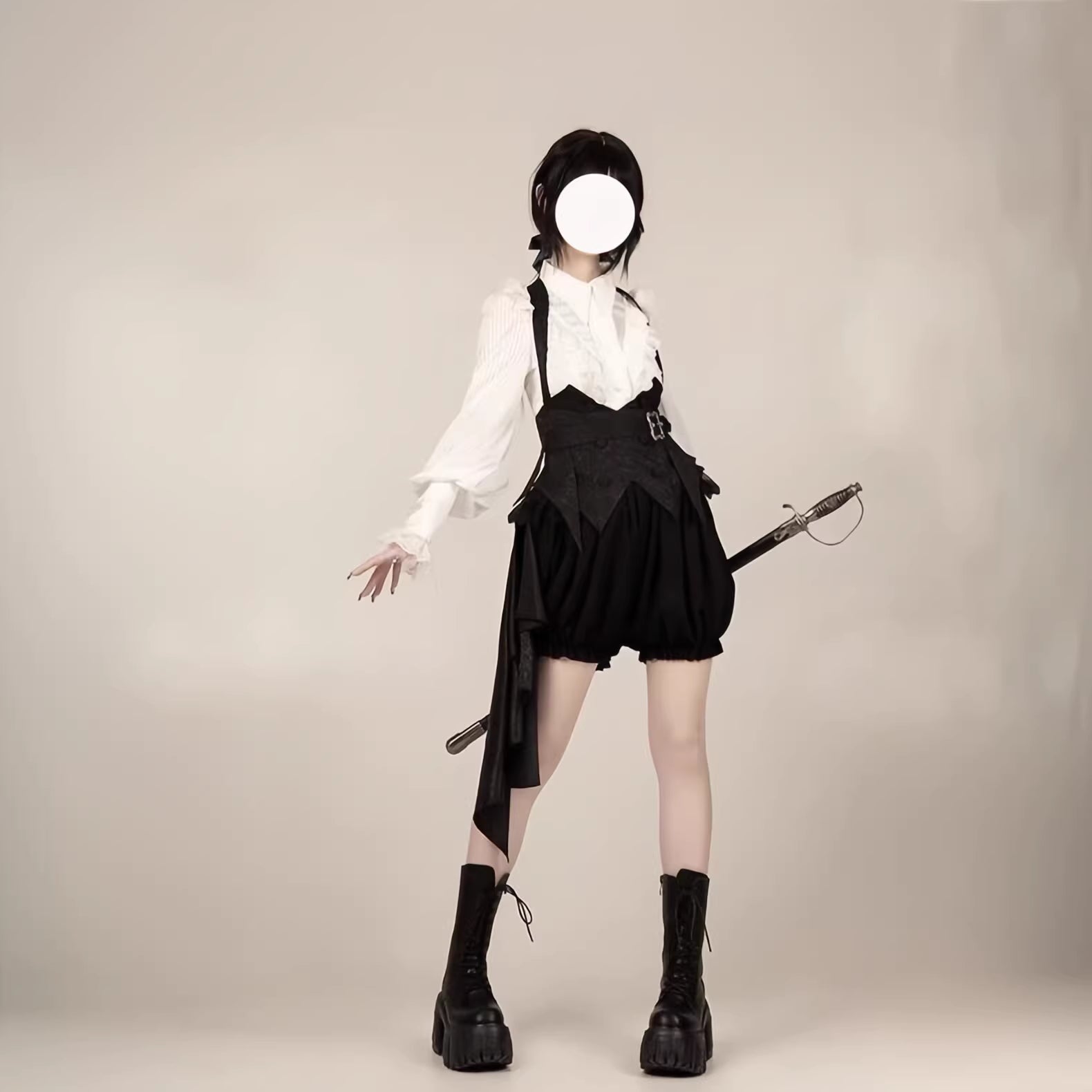 Design Concept:

This Gothic Lolita blouse is crafted with a thin and lightweight fabric, featuring vintage-inspired lantern sleeves and a refined prince-style silhouette. The black and white color options enhance its versatility, allowing it to pair elegantly with a variety of Lolita skirts or outerwear. Its delicate construction balances both comfort and sophistication, making it suitable for daily wear, themed gatherings, or cosplay occasions.
