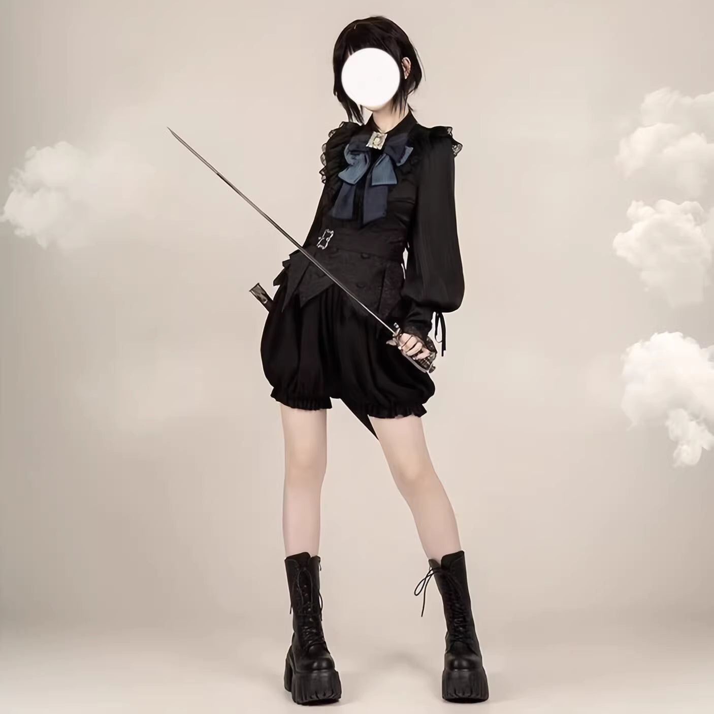 Design Concept:

This Gothic Lolita blouse is crafted with a thin and lightweight fabric, featuring vintage-inspired lantern sleeves and a refined prince-style silhouette. The black and white color options enhance its versatility, allowing it to pair elegantly with a variety of Lolita skirts or outerwear. Its delicate construction balances both comfort and sophistication, making it suitable for daily wear, themed gatherings, or cosplay occasions.