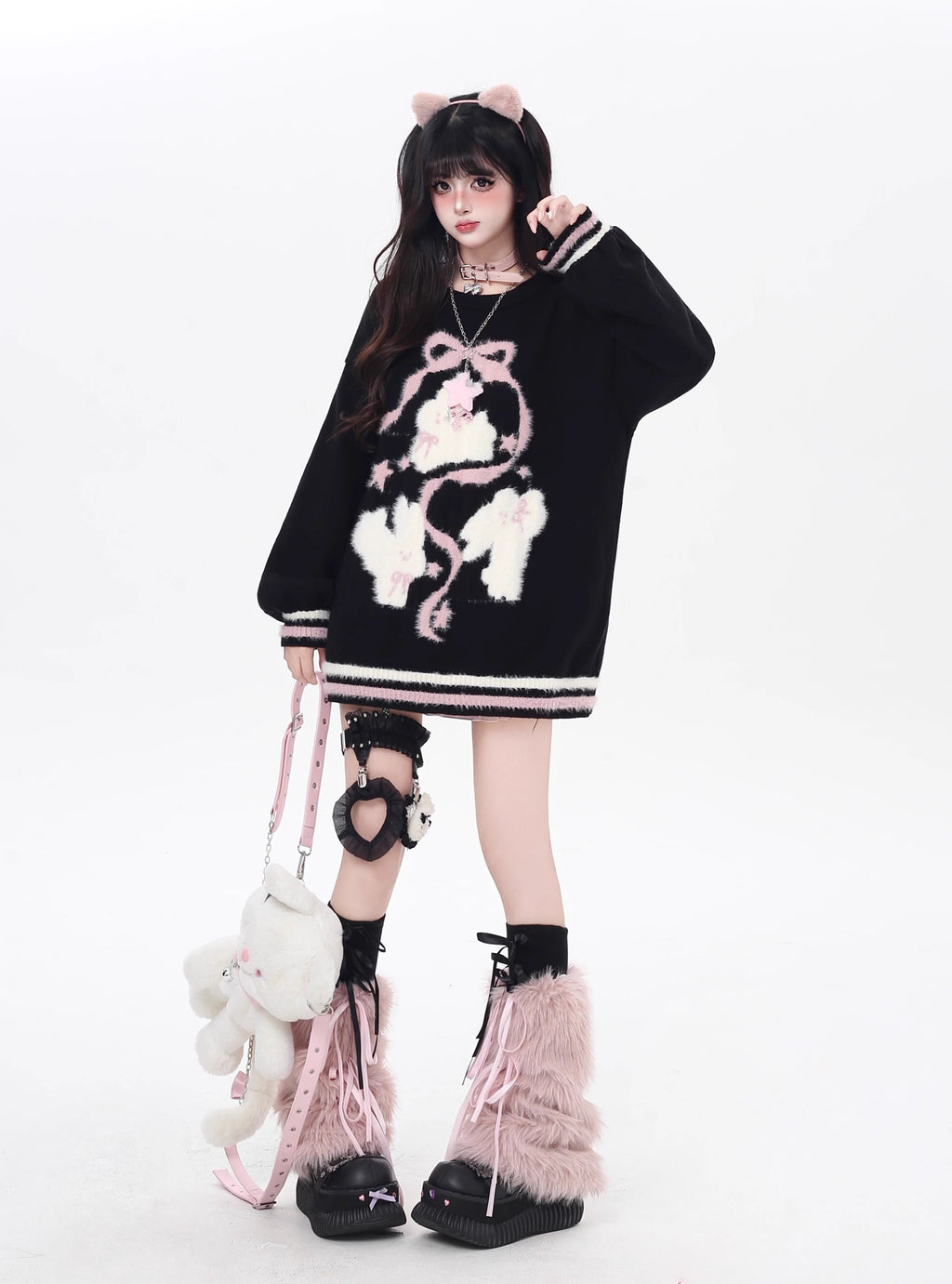 Playful yet provocative, this limited edition knit sweater blends childlike charm with a subtle dark edge. The classic round neck and soft fabric offer timeless comfort, while the contrasting red and black hues create a striking visual tension. Lightweight and versatile, it layers effortlessly under jackets or stands alone as a statement piece—perfect for expressing a duality of sweetness and rebellion.