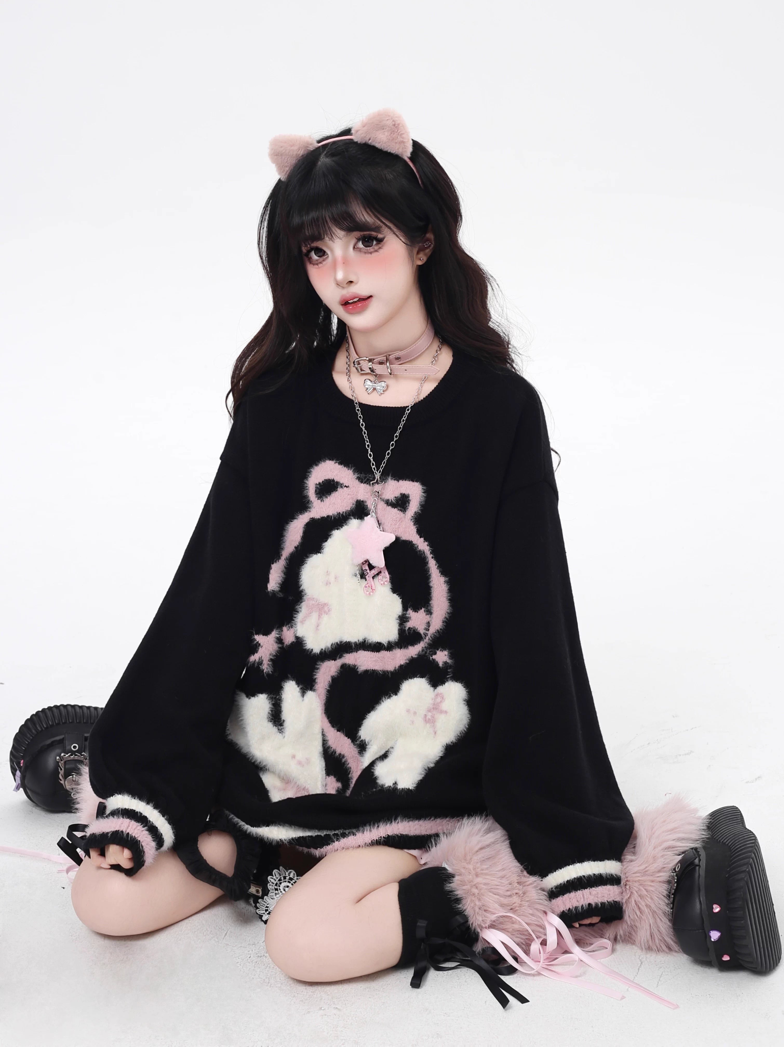 Playful yet provocative, this limited edition knit sweater blends childlike charm with a subtle dark edge. The classic round neck and soft fabric offer timeless comfort, while the contrasting red and black hues create a striking visual tension. Lightweight and versatile, it layers effortlessly under jackets or stands alone as a statement piece—perfect for expressing a duality of sweetness and rebellion.