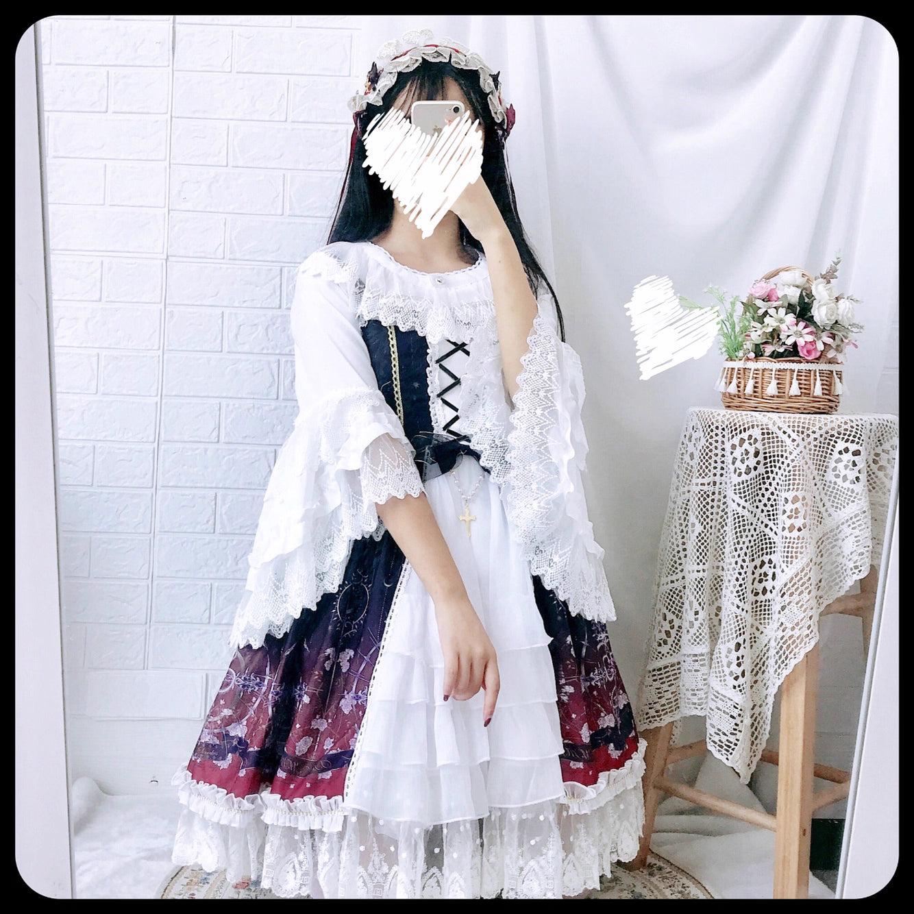 Design Concept:
This Lolita blouse features delicate lace-trimmed princess sleeves and a classic round neckline, creating a soft, elegant silhouette perfect for layering. The lightweight chiffon fabric adds a graceful drape, enhancing any Lolita outfit. Available in Ivory, Black, and Apricot, it suits a variety of styling preferences, from sweet to Gothic-inspired looks.