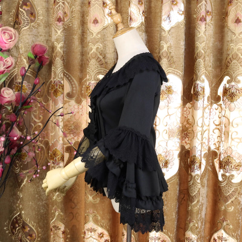 Design Concept:
This Lolita blouse features delicate lace-trimmed princess sleeves and a classic round neckline, creating a soft, elegant silhouette perfect for layering. The lightweight chiffon fabric adds a graceful drape, enhancing any Lolita outfit. Available in Ivory, Black, and Apricot, it suits a variety of styling preferences, from sweet to Gothic-inspired looks.