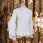 Design Concept:
This Lolita blouse features delicate lace-trimmed princess sleeves and a classic round neckline, creating a soft, elegant silhouette perfect for layering. The lightweight chiffon fabric adds a graceful drape, enhancing any Lolita outfit. Available in Ivory, Black, and Apricot, it suits a variety of styling preferences, from sweet to Gothic-inspired looks.