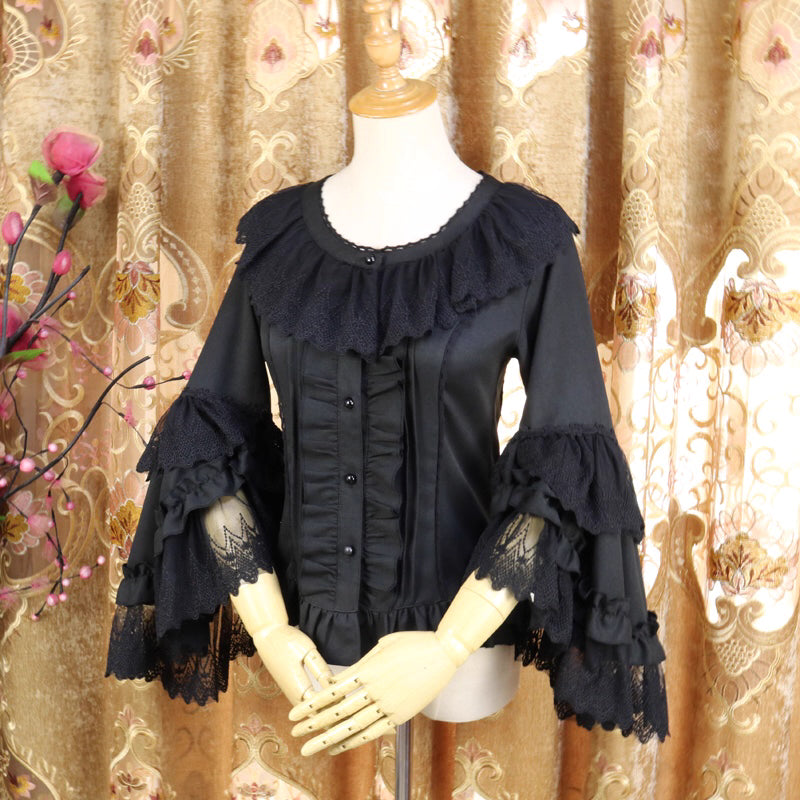 Design Concept:
This Lolita blouse features delicate lace-trimmed princess sleeves and a classic round neckline, creating a soft, elegant silhouette perfect for layering. The lightweight chiffon fabric adds a graceful drape, enhancing any Lolita outfit. Available in Ivory, Black, and Apricot, it suits a variety of styling preferences, from sweet to Gothic-inspired looks.