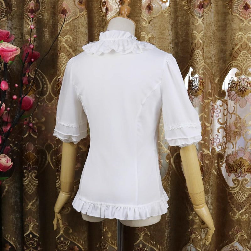 Design Concept:
This Lolita blouse features a delicate ruffle collar and elegant 5/8 sleeves, creating a refined and feminine silhouette. The slim-fit design highlights the figure while maintaining a graceful, lightweight appearance. Crafted as an inner layer, it pairs perfectly with Lolita skirts, JSK, or layered outfits. The pure white&nbsp;color adds a soft, classic charm suitable for a variety of styling preferences.