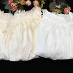 Design Concept:
This Lolita blouse features a slim-fit silhouette with a soft elastic neckline and round collar, combining elegance with everyday wearability. The short sleeves and cropped length highlight a youthful charm while maintaining a refined Lolita aesthetic. Available in White and Apricot, it offers versatile styling options for different moods and outfits.