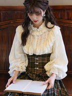 This blouse embodies the opulent spirit of a French winter court. Crafted from premium brushed flannel for warmth, it is adorned with intricate lace details and features dramatic puff sleeves for a statement silhouette. Designed for elegance and comfort, it combines historical grandeur with cozy, modern practicality. This piece is for the romantic soul who seeks to infuse the colder seasons with timeless, aristocratic charm.