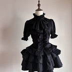 This striking Klein blue Lolita shirt redefines Gothic elegance with its bold fusion of medieval prince aesthetics and contemporary dark fashion. The short sleeve design features intricate ruffles and Victorian-inspired tailoring, creating a dramatic yet wearable statement piece. The vibrant Klein blue hue contrasts brilliantly with classic Gothic elements, offering a modern twist on aristocratic style. Perfect for layering or standalone wear, it embodies luxurious rebellion—ideal for those seeking to merge