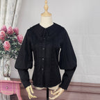 Design Concept:
This Lolita blouse features detachable doll collars and graceful lantern sleeves, blending sweetness with elegance. Available in ivory white and classic black, the design highlights a refined silhouette that pairs beautifully with JSKs or skirts. The removable collar adds versatility, allowing for different styling options, while the soft chiffon texture ensures comfort for both daily wear and tea party gatherings. A perfect balance of practicality and charm for spring and autumn outfits.