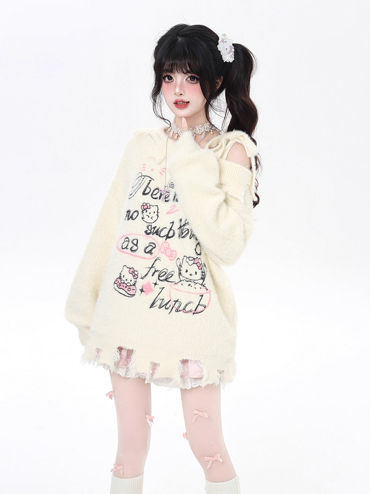 Design Concept:
The Lolita Blouses Light Blue Apricot Off-Shoulder Graffiti Soft Knit Faux Mink Sweater Autumn Winter Casual Top is crafted from a cozy faux mink knit fabric that feels soft and warm, perfect for the cooler autumn and winter seasons. Available in light blue and apricot, the sweet color palette brings a refreshing charm, while the off-shoulder design adds a playful and unique touch. The loose, relaxed fit paired with graffiti-inspired details creates a blend of casual comfort and chic style. 