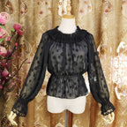 Design Concept:
This Lolita blouse features delicate lace-trimmed princess sleeves and an off-shoulder design, crafted as a versatile layering top for JSKs. The lightweight chiffon fabric ensures an elegant drape and refined silhouette, making it a stylish inner layer. Available in Black and White, it offers options for both classic sweet and Gothic-inspired Lolita outfits.