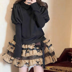 Indulge in sweet comfort with our Milk Puff Lolita blouse! This cozy fleece-lined top features an adorable Peter Pan collar trimmed with delicate lace, perfect for pairing with JSKs during cooler weather. The classic black and white color scheme offers versatile styling options for both classic and sweet Lolita coordinates. Designed for both warmth and style, this charming blouse combines kawaii aesthetics with practical comfort, making it your go-to choice for winter tea parties and festive gatherings.