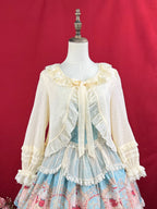 Design Concept:
This short Lolita outerwear cardigan is designed with a sweet and elegant touch, combining practicality with classic Lolita charm. The cropped silhouette highlights the waistline, while the long sleeves provide a delicate sun-protection function, making it a versatile piece for spring and summer. Available in Milky White and Apricot, the design brings a soft, feminine aura to any Lolita outfit.