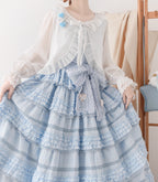 Design Concept:
This short Lolita outerwear cardigan is designed with a sweet and elegant touch, combining practicality with classic Lolita charm. The cropped silhouette highlights the waistline, while the long sleeves provide a delicate sun-protection function, making it a versatile piece for spring and summer. Available in Milky White and Apricot, the design brings a soft, feminine aura to any Lolita outfit.