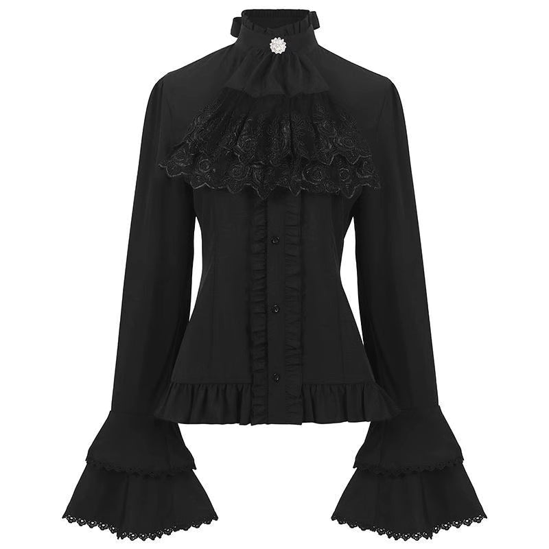 Embrace a fusion of Victorian elegance and rebellious steampunk spirit. This detailed blouse features a flattering peplum waist and dramatic ruffled sleeves that create a luxurious silhouette. Designed as the perfect layering piece, it adds intricate texture and historical charm to any Lolita or gothic coordinate. Crafted from premium fabric with an antique-inspired finish, it's an essential top for those who celebrate the artistry of alternative fashion and timeless, statement-making design.