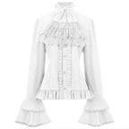 Embrace a fusion of Victorian elegance and rebellious steampunk spirit. This detailed blouse features a flattering peplum waist and dramatic ruffled sleeves that create a luxurious silhouette. Designed as the perfect layering piece, it adds intricate texture and historical charm to any Lolita or gothic coordinate. Crafted from premium fabric with an antique-inspired finish, it's an essential top for those who celebrate the artistry of alternative fashion and timeless, statement-making design.